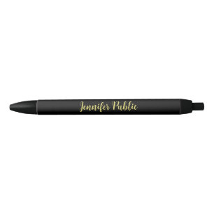 Zwart en Goud Elegante Sjabloon Kalligrafie Naam Zwarte Inkt Pen