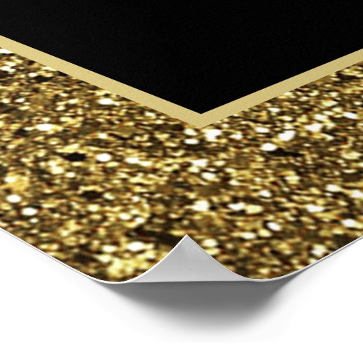 Zwart en Goud Elegante Trouwstoel Grafiek Poster (Hoek)