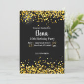 Zwart en Goud Elegante Uitnodiging van het Verjaar (Staand voorkant)