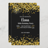 Zwart en Goud Elegante Uitnodiging van het Verjaar (Voorkant / Achterkant)