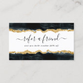 Zwart en Goud Elegante Waterverf Aanbevelingskaartje (Voorkant)