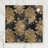 zwart en goud Fleur de Lis Damask Bedankjes Labels (Achterkant)