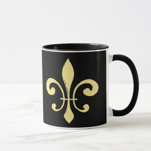 Zwart en Goud Fleur De Lis Mok Wie Dat (Rechts)