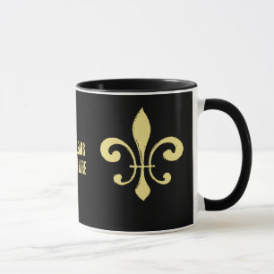 Zwart en Goud Fleur De Lis Mok Wie Dat