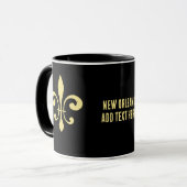 Zwart en Goud Fleur De Lis Mok Wie Dat (Voorkant links)