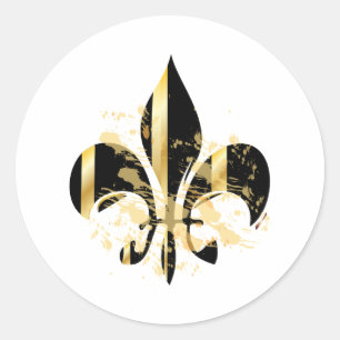 Zwart en Goud Fleur de Lis Ronde Sticker