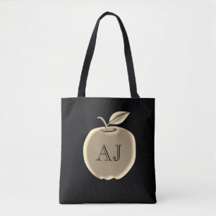 Zwart en goud folie appel elegant monogram draagtas