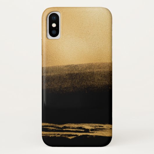 Zwart en Goud Folie Brush Stroke Case-Mate iPhone Case (Achterkant)