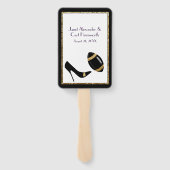 Zwart en Goud Football Huwelijksprogramma Fan Handwaaier (Achterkant)