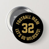Zwart en Goud Football Moeder Jersey Nummer Ronde Button 7,6 Cm (Voorkant /achterkant)