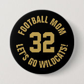 Zwart en Goud Football Moeder Jersey Nummer Ronde Button 7,6 Cm (Voorkant)