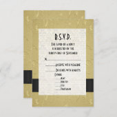 Zwart en goud formeel huwelijk R.S.V.P RSVP Kaartje (Voorkant / Achterkant)