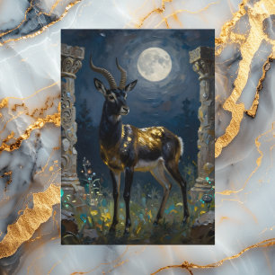 Zwart en goud Gazelle Thema Gelukkige Verjaardag  Kaart