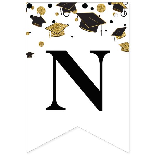 Zwart en goud Gefeliciteerd | Afstudeerfeest Vlaggetjes (Derde vlag)