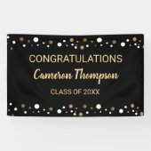 Zwart en Goud Gefeliciteerd Afstuderen Custom Spandoek (Horizontaal)