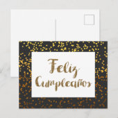 Zwart en Goud Gelukkig Verjaardag Briefkaart (Voorkant / Achterkant)