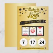 Zwart en Goud Gelukkig Verliefd bewaar de datum Save The Date (Voorkant / Achterkant)