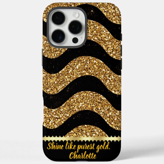Zwart en goud gemarmerde golven ontwerp Case-Mate iPhone case (Achterkant)