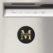 Zwart en goud - Gepersonaliseerd Monogram en naam Magneet (Insitu (Vaatwasser))
