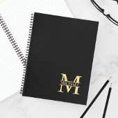 Zwart en goud - Gepersonaliseerd Monogram en naam Notitieboek