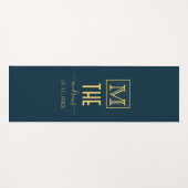 Zwart en goud - Gepersonaliseerd Monogram en naam Yogamat (Voorkant (horizontaal))