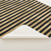 Zwart en Goud Gestreepte Sherpa Deken (3/4)