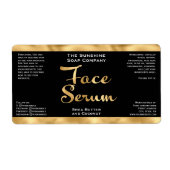 Zwart en Goud Gezicht Serum Fles Label (Voorkant)