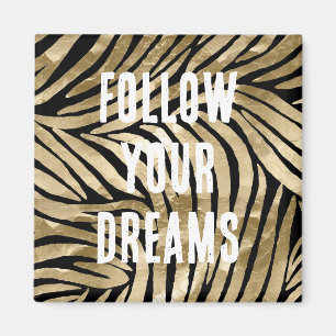 Zwart en Goud Glam Zebra Magneet