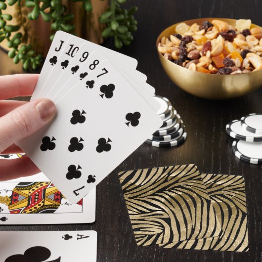 Zwart en Goud Glam Zebra Print Pokerkaarten (Insitu)