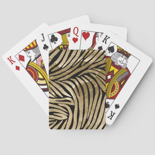 Zwart en Goud Glam Zebra Print Pokerkaarten (Achterkant)