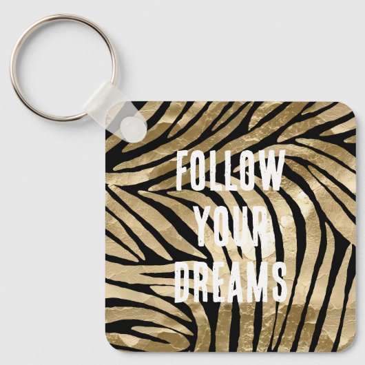 Zwart en Goud Glam Zebra Sleutelhanger (Voorkant)