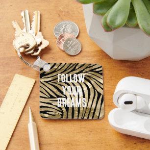 Zwart en Goud Glam Zebra Sleutelhanger
