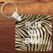 Zwart en Goud Glam Zebra Sleutelhanger (Voorkant)