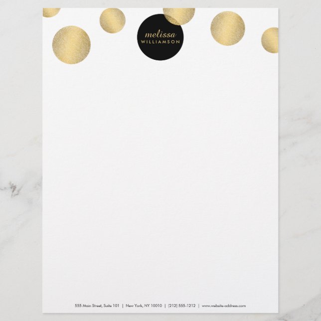 Zwart en Goud Glamour en Beauty Letterhead Briefhoofd Sjabloon (Voorkant)