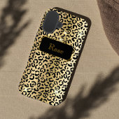 Zwart en goud glamoureuze lepard print Case-Mate iPhone case