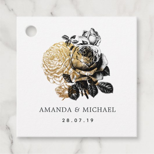 Zwart en goud glans bedankjes labels (Voorkant)