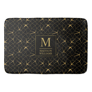 Zwart en goud glinsterend luxe geometrisch patroon badmat