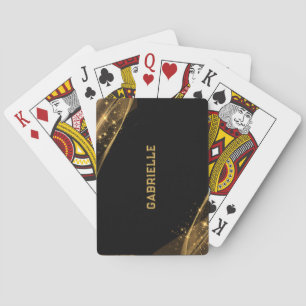 Zwart en goud glitter aangepaste monogram pokerkaarten