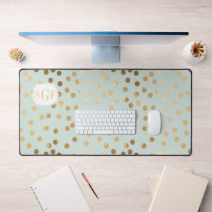Zwart en Goud Glitter Dot Patterned Bureaumat