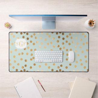 Zwart en Goud Glitter Dot Patterned Bureaumat