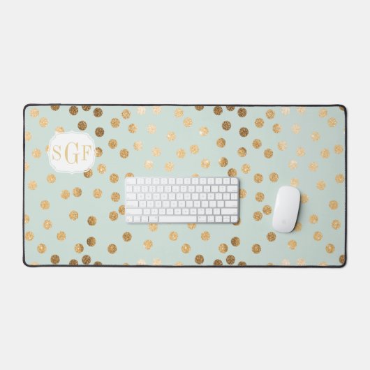 Zwart en Goud Glitter Dot Patterned Bureaumat (Keyboard & Muis)