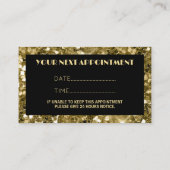 Zwart en goud Glitter Hand nagelsalon Manicurist Afsprakenkaartje (Achterkant)
