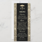 Zwart en Goud Glitter Medisch Afstuderen Menu Kaart (Voorkant)
