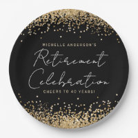 Zwart en Goud Glitter Pensioenpapier Borden