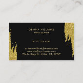 Zwart en goud glitter rommelige borstelslagen visitekaartje (Achterkant)
