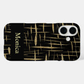 Zwart en Goud Glitter Sparkle Aangepaste Naam Case-Mate iPhone Case (Achterkant (horizontaal))