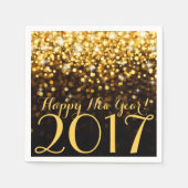 Zwart en goud Glitter Sparkles New Years Eve Servet (Voorkant)