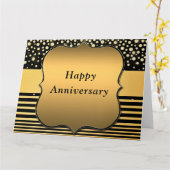 Zwart en Goud Glitter Sparkly Jubileum Kaart (Gele Bloem)