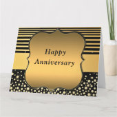 Zwart en Goud Glitter Sparkly Jubileum Kaart (Achterkant)