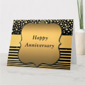 Zwart en Goud Glitter Sparkly Jubileum Kaart (Voorkant)